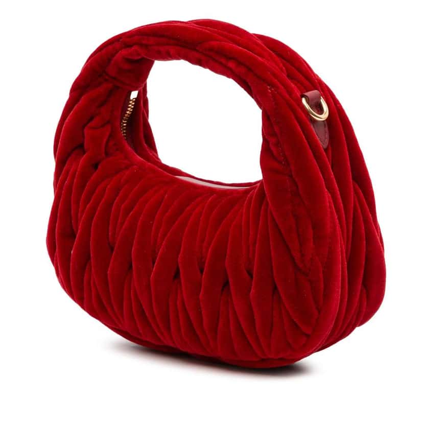 Miu Miu Mini Matelasse Velvet Wander Bag Red Velvet Very good condition - Back View