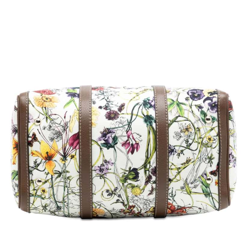 Gucci Medium Canvas Flora Joy Boston Bag White Canvas Very good condition - Inside View