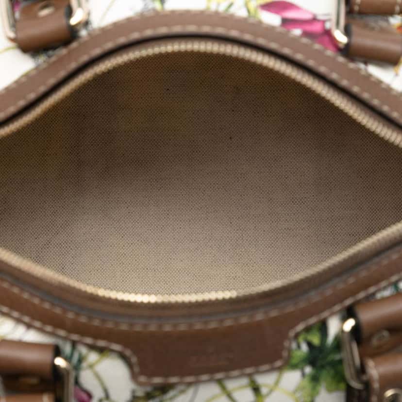 Gucci Medium Canvas Flora Joy Boston Bag White Canvas Very good condition - Model View