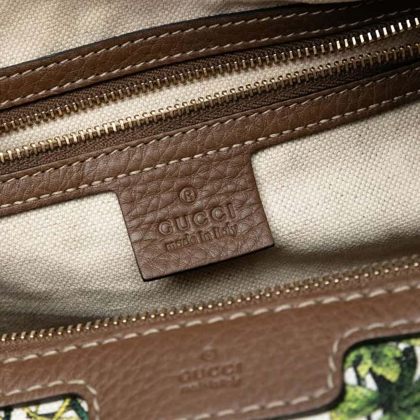 Gucci Medium Canvas Flora Joy Boston Bag White Canvas Very good condition - Box View