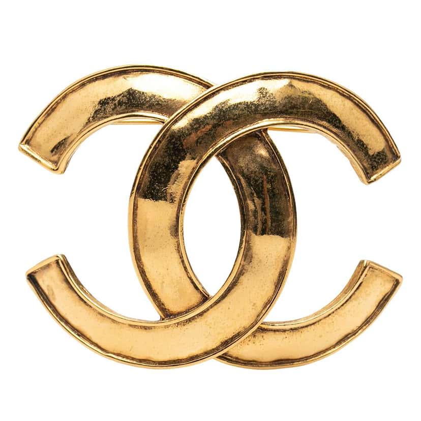 Chanel CC Gold Plated Brooch Gold Metal Very good condition - Front View