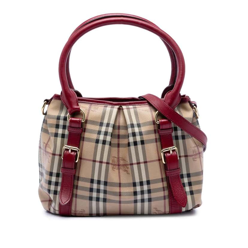 Burberry Small Haymarket Check Coated Canvas Northfield Satchel Brown Canvas Good condition - Front View