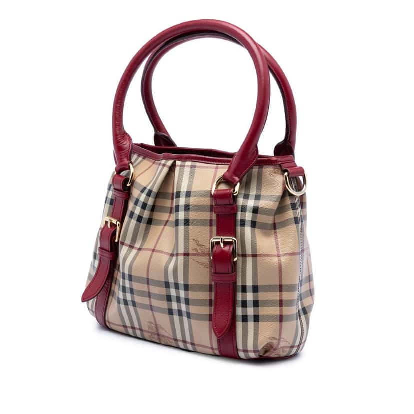 Burberry Small Haymarket Check Coated Canvas Northfield Satchel Brown Canvas Good condition - Back View