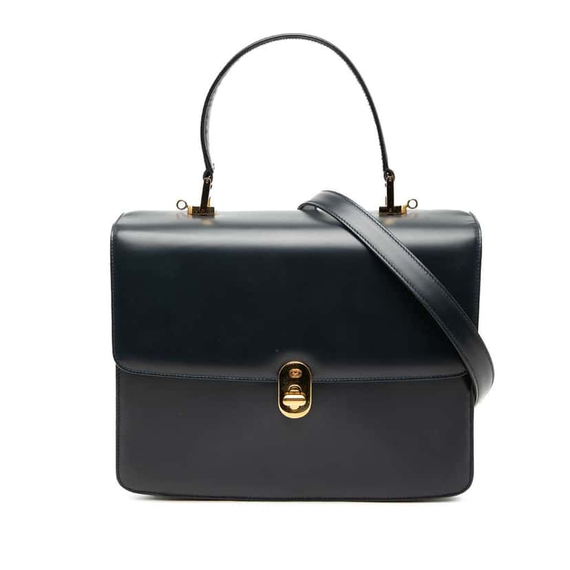 Gucci Calfskin Turnlock Sideline Handbag Blue Leather Very good condition - Front View