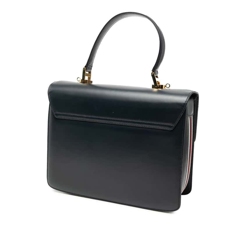 Gucci Calfskin Turnlock Sideline Handbag Blue Leather Very good condition - Back View