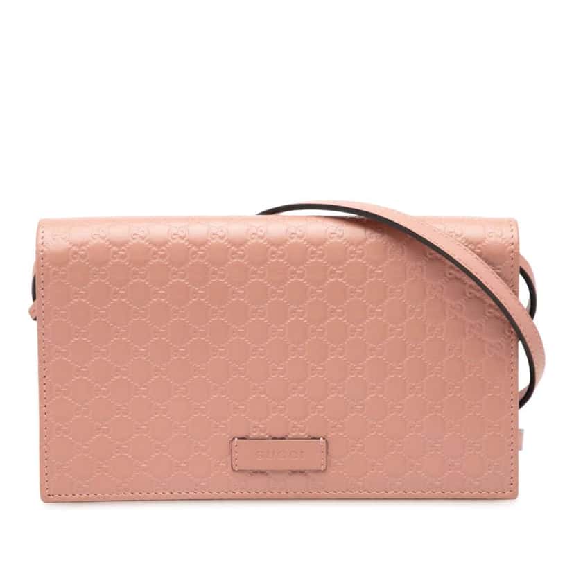 Gucci Microguccissima Wallet on Strap Pink Leather Very good condition - Front View