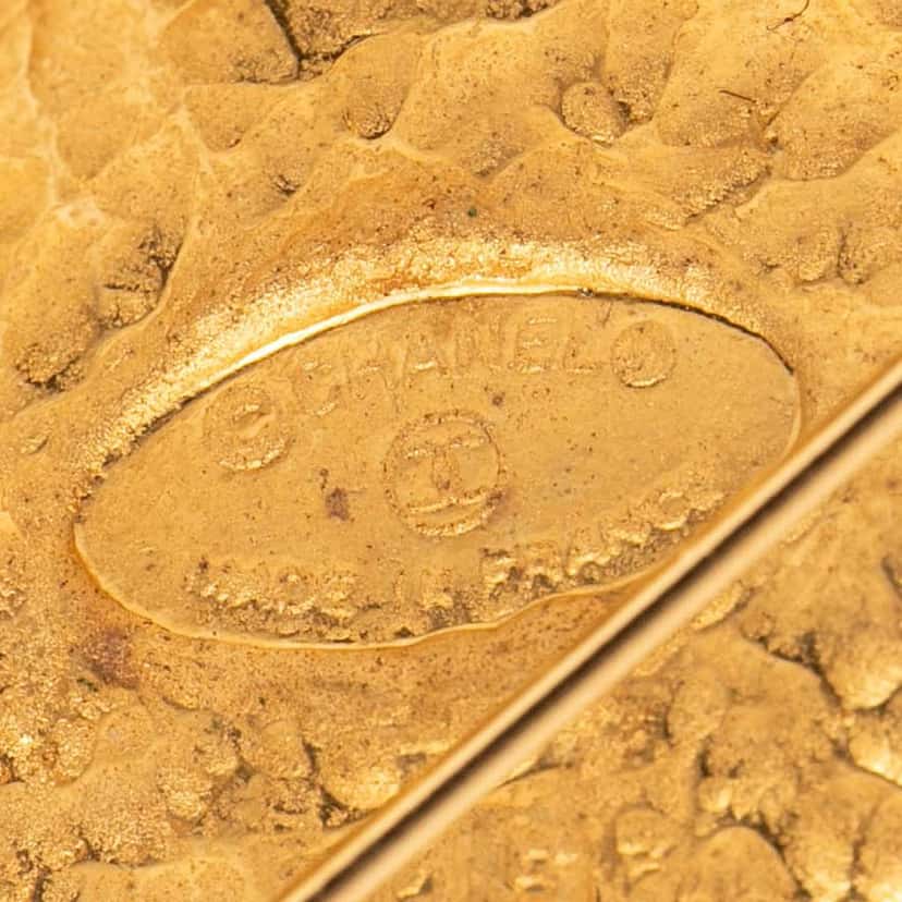 Chanel CC Gold Plated Diamond Brooch Gold Metal Very good condition - Inside View