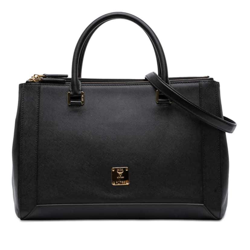 Mcm Leather Nuovo Satchel Black Leather Good condition - Front View