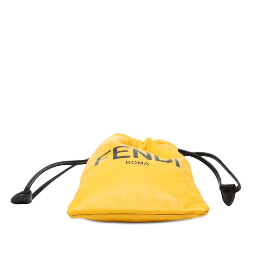 Fendi Nappa Logo Neck Phone Pouch Yellow Leather Very good condition - Inside View
