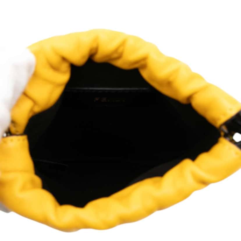 Fendi Nappa Logo Neck Phone Pouch Yellow Leather Very good condition - Model View
