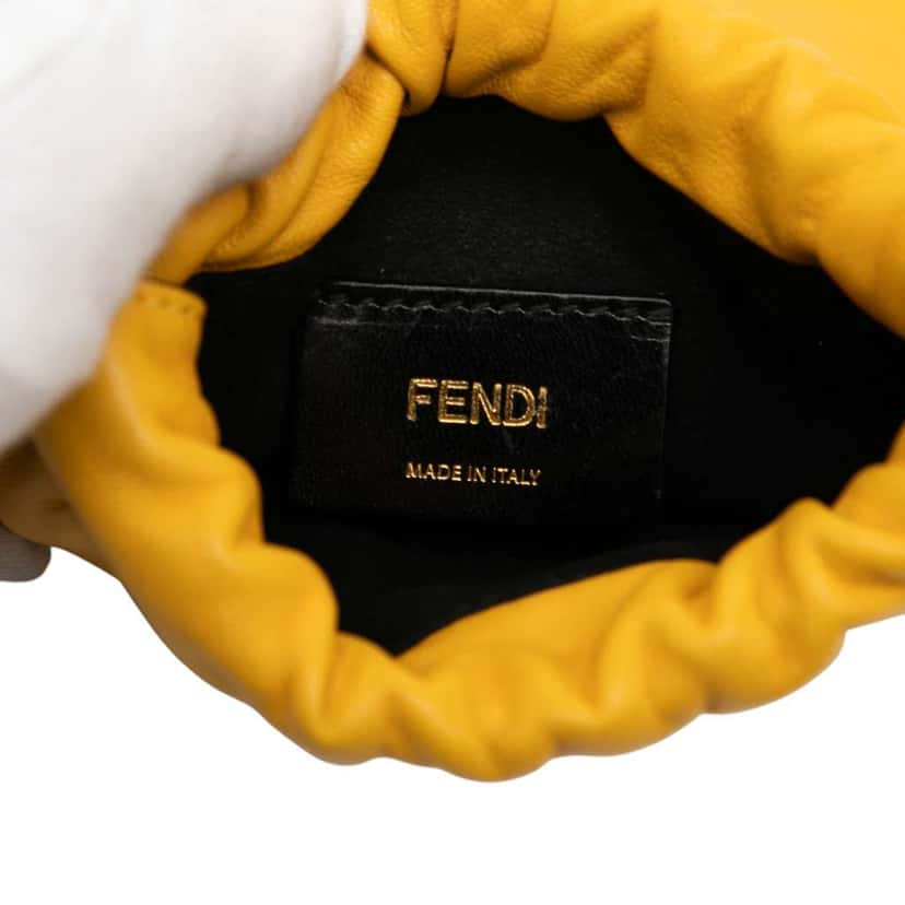 Fendi Nappa Logo Neck Phone Pouch Yellow Leather Very good condition - Box View