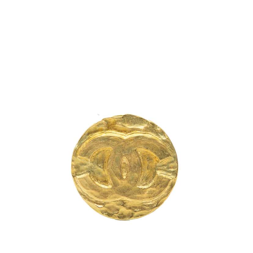 Chanel CC Gold Plated Round Brooch Gold Metal Very good condition - Front View