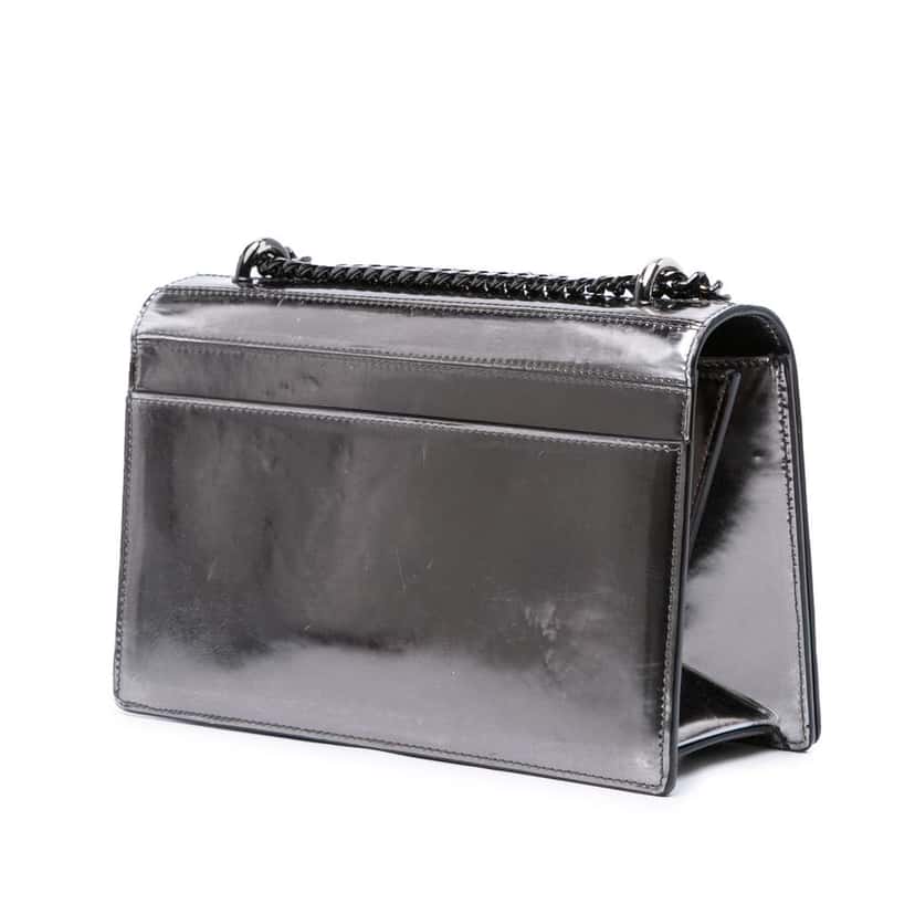 Balmain Patent Mariniere Flap Silver Leather Good condition - Back View