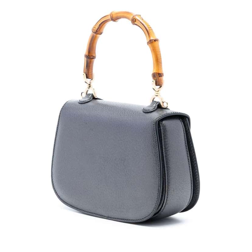 Gucci Calfskin Bamboo Night Grey Leather Very good condition - Back View