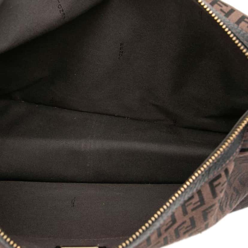 Fendi Zucchino Canvas F Charm Crossbody Brown Canvas Very good condition - Model View