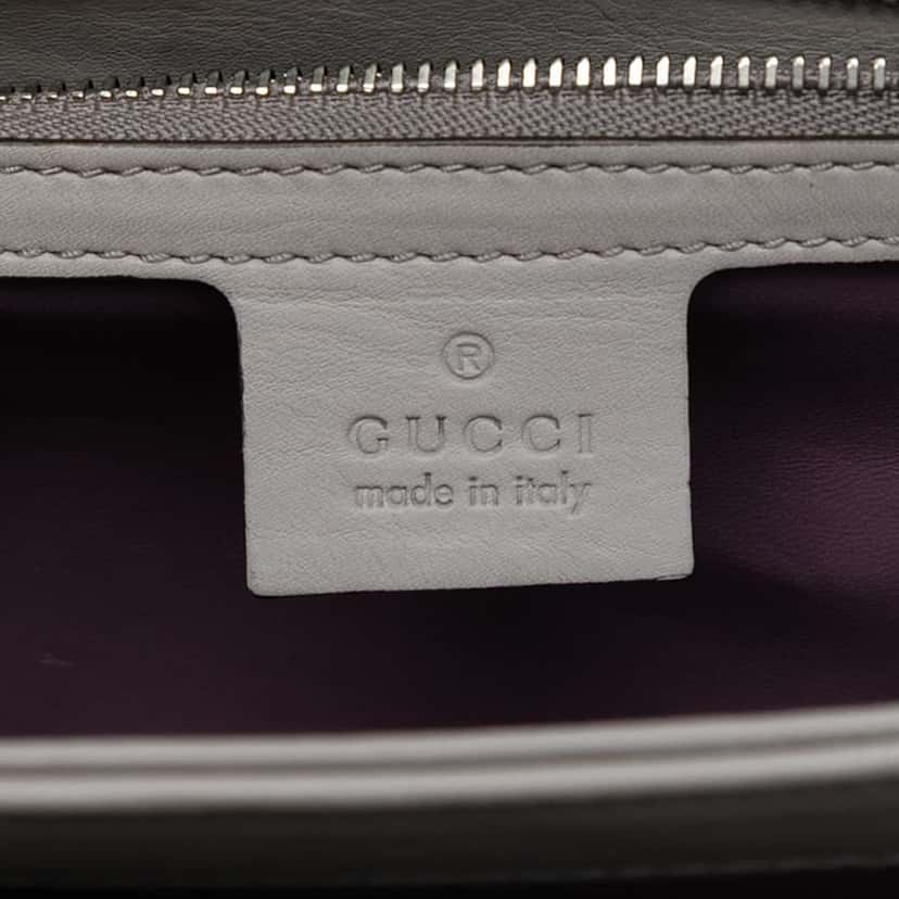 Gucci Leather Lady Bamboo Shoulder Bag Grey Leather Very good condition - Box View