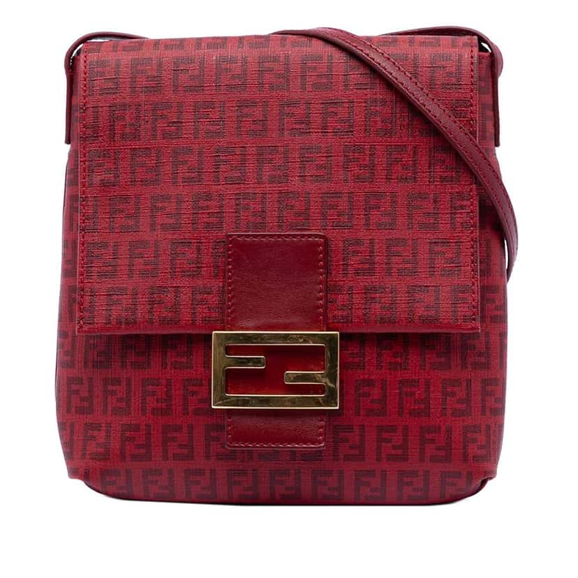 Fendi Zucchino Spalmati Crossbody Red Canvas Very good condition - Front View