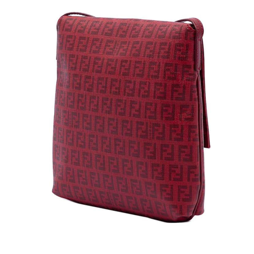 Fendi Zucchino Spalmati Crossbody Red Canvas Very good condition - Back View