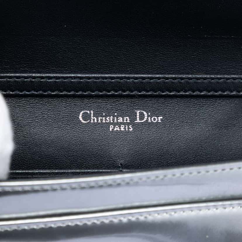 Dior Baby Patent Microcannage Diorama Crossbody Silver Leather Good condition - Box View