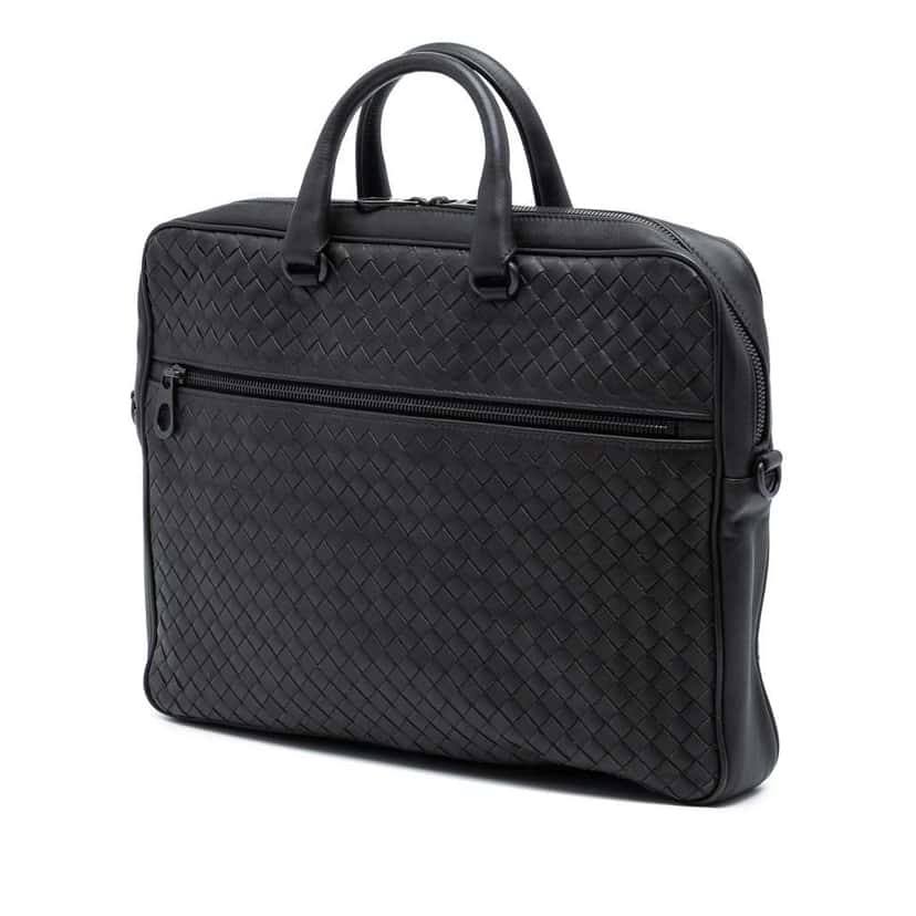 Bottega Veneta Nappa Intrecciato Business Bag Brown Leather Good condition - Back View