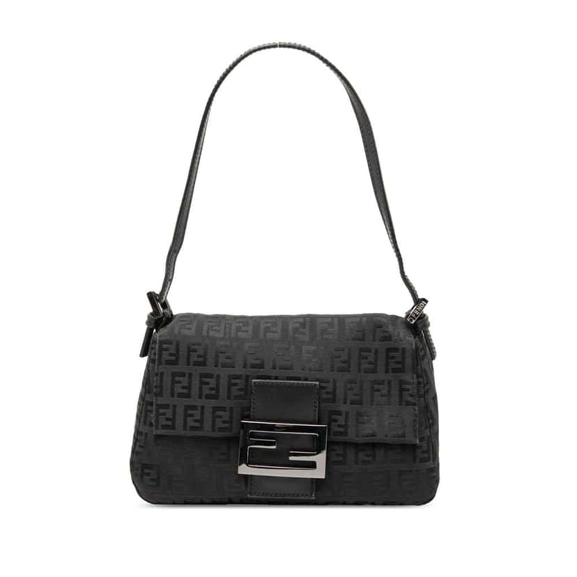 Fendi Mini Zucchino Canvas Mamma Forever Black Canvas Good condition - Front View