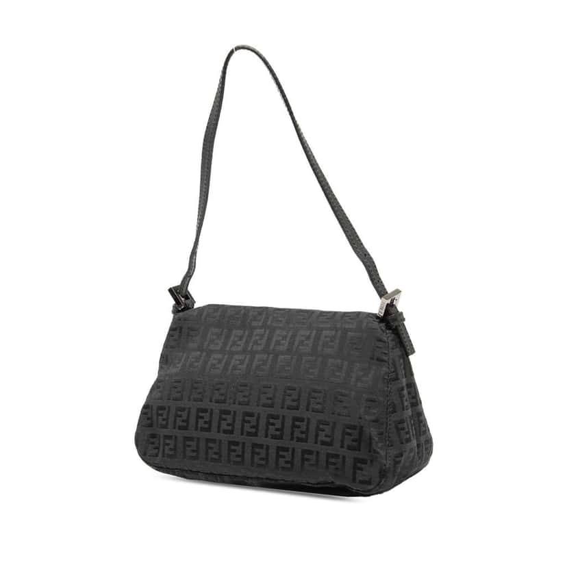 Fendi Mini Zucchino Canvas Mamma Forever Black Canvas Good condition - Back View