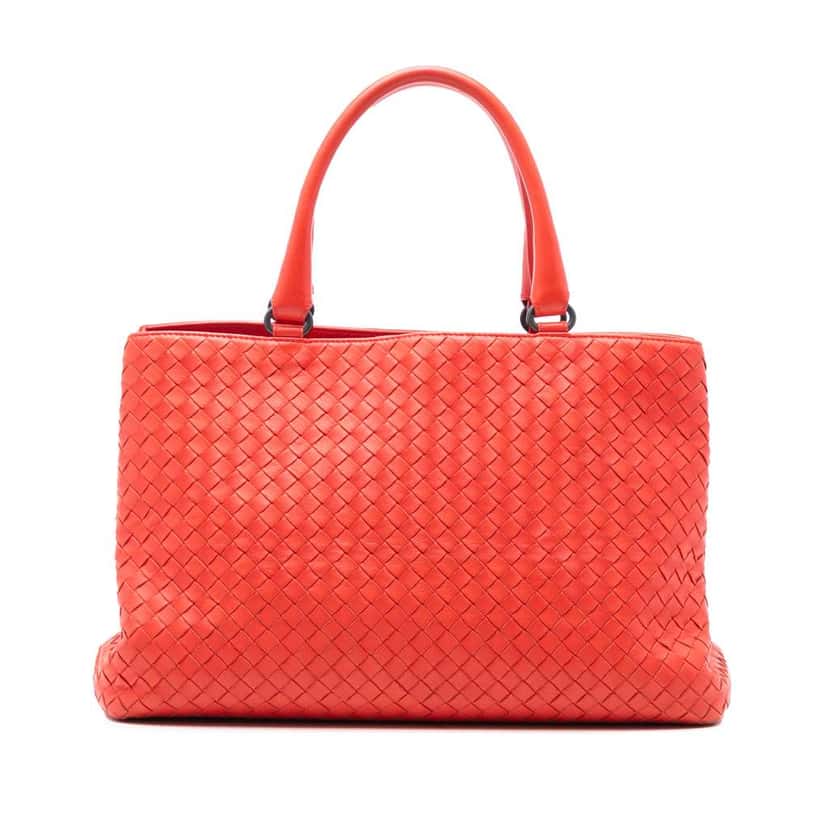 Bottega Veneta Nappa Intrecciato Milano Tote Red Leather Good condition - Front View