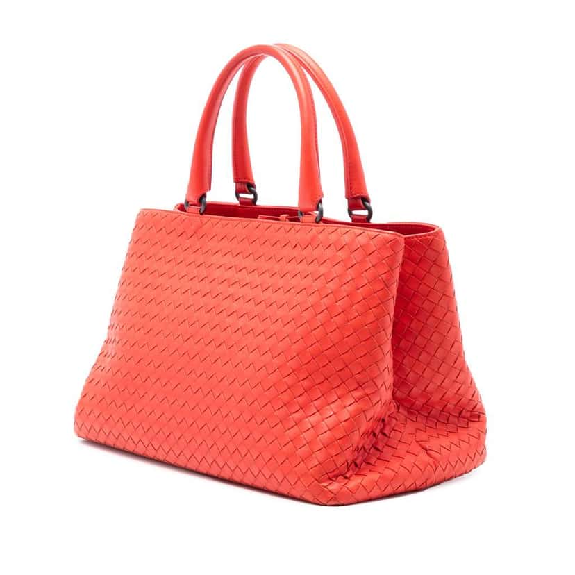 Bottega Veneta Nappa Intrecciato Milano Tote Red Leather Good condition - Back View