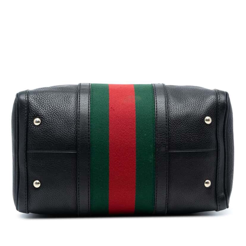 Gucci Calfskin Web Joy Boston Bag Black Leather Good condition - Inside View