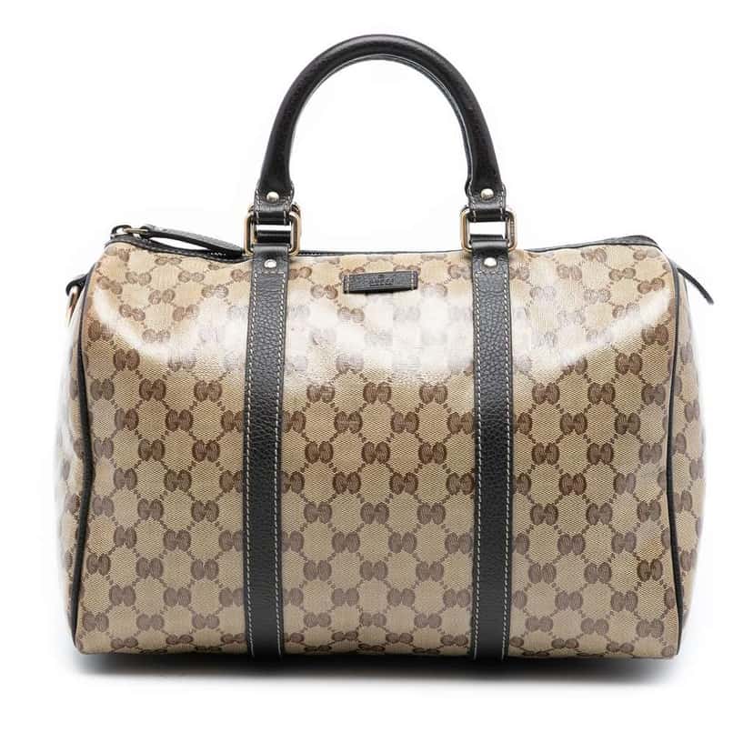 Gucci Medium GG Crystal Joy Boston Bag Brown Canvas Good condition - Front View