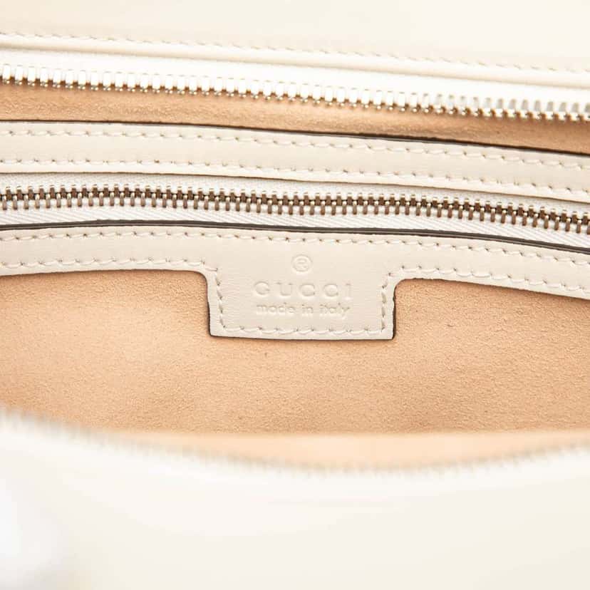 Gucci Small Leather Petite GG Tote White Leather Very good condition - Box View