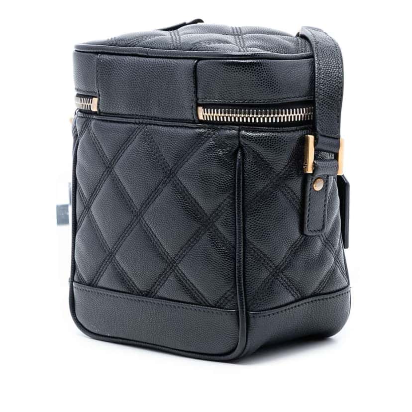 Saint Laurent Grain de Poudre Quilted 80s Vanity Bag Black Leather Very good condition - Back View