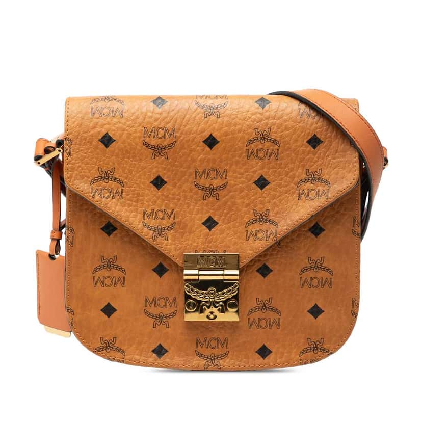 Mcm Small Visetos Coated Canvas Patricia Crossbody Brown Canvas Good condition - Front View