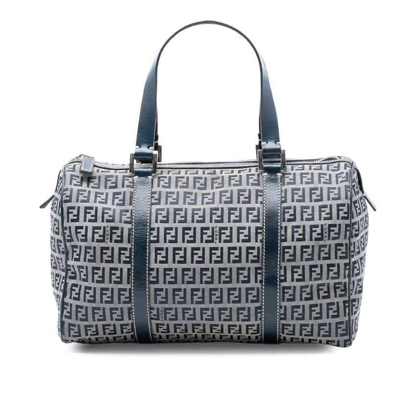Fendi Zucchino Canvas Boston Bag Grey Canvas Good condition - Front View