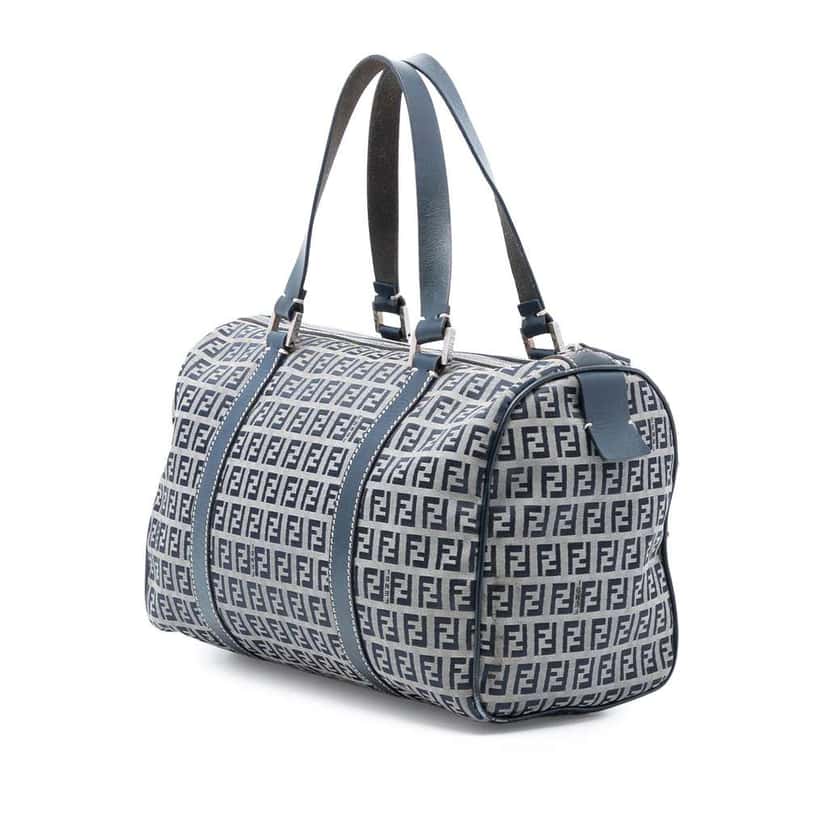 Fendi Zucchino Canvas Boston Bag Grey Canvas Good condition - Back View