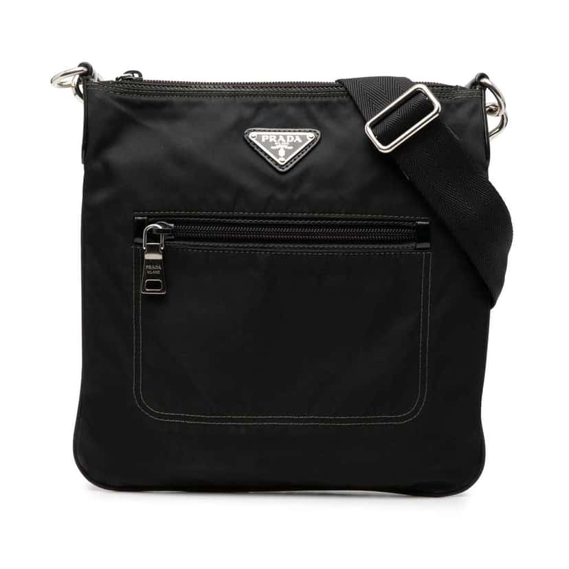 Prada Tessuto Zip Top Crossbody Black Good condition - Front View