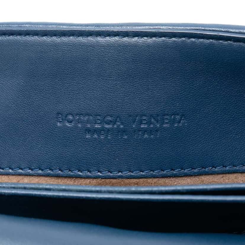 Bottega Veneta Baby Nappa Intrecciato Olimpia Crossbody Blue Leather Good condition - Box View