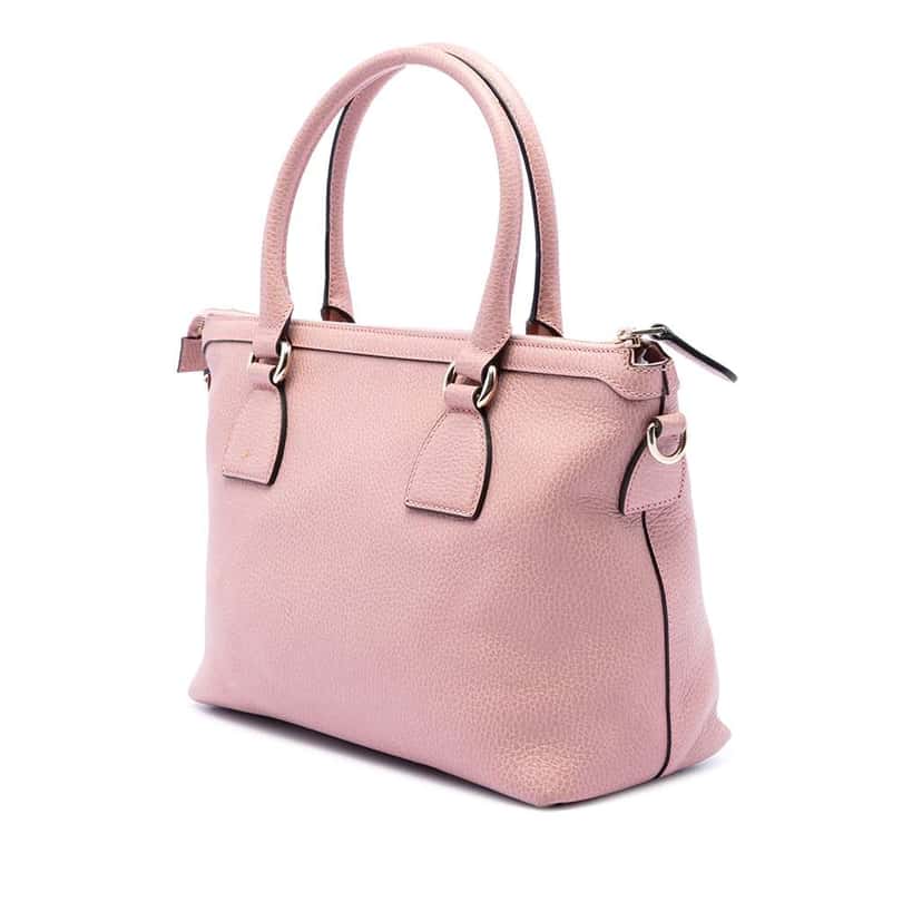 Gucci Dollar Calfskin GG Charm Satchel Pink Leather Very good condition - Back View