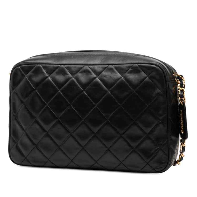 Chanel CC Quilted Lambskin Camera Bag Black Leather Good condition - Back View