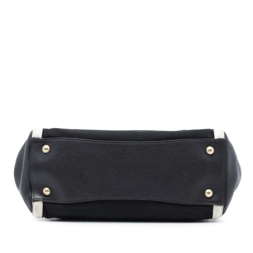 Prada Bicolor Saffiano Cuir Trimmed Canvas Satchel Black Canvas Very good condition - Inside View