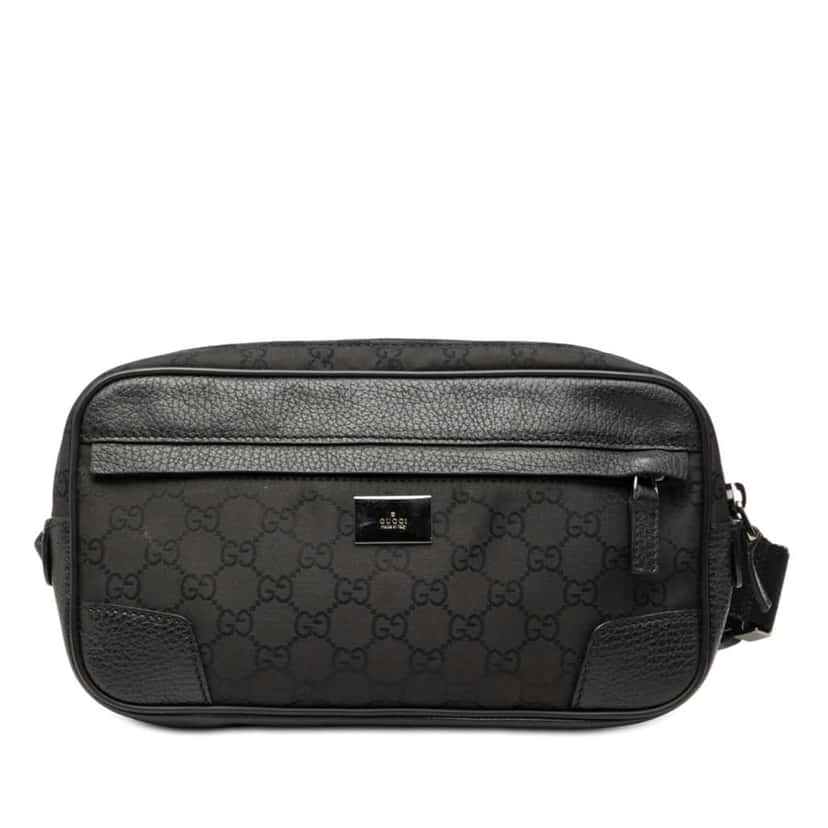 Gucci GG Nylon Waist Sling Bag Black Very good condition - Front View