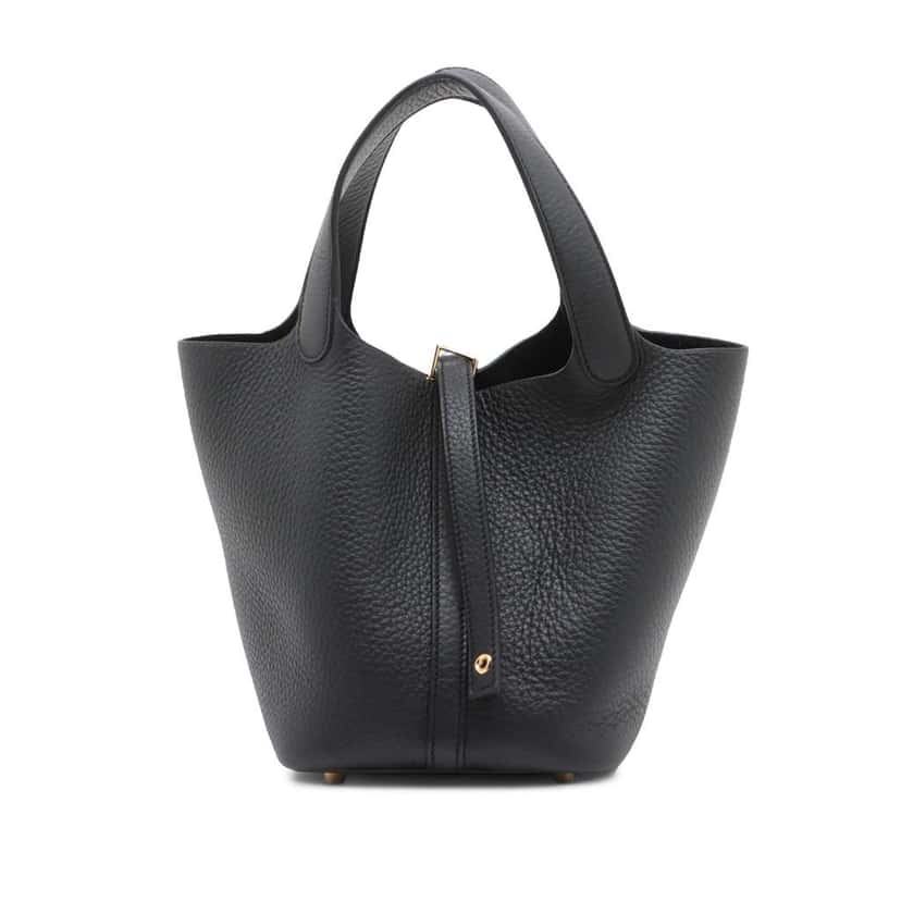 Hermès Clemence Picotin Lock 18 Black Leather Good condition - Front View