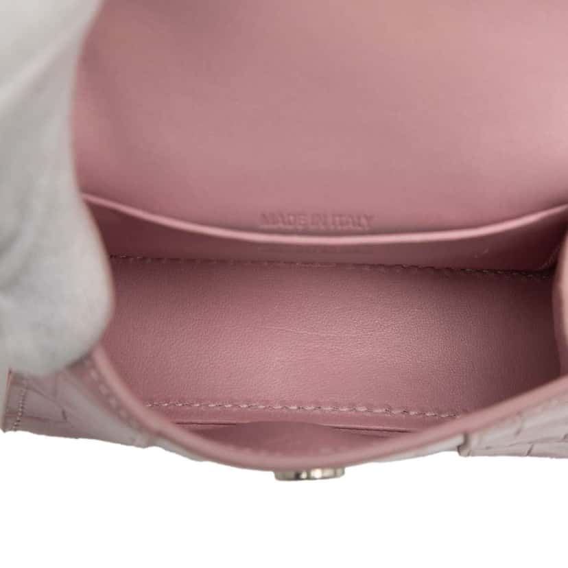 Balenciaga Nano Croc Embossed Hourglass Top Handle Bag Pink Leather Very good condition - Model View
