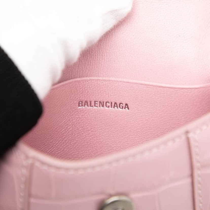 Balenciaga Nano Croc Embossed Hourglass Top Handle Bag Pink Leather Very good condition - Box View