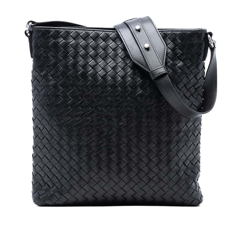Bottega Veneta Nappa Intrecciato Crossbody Black Leather Good condition - Front View