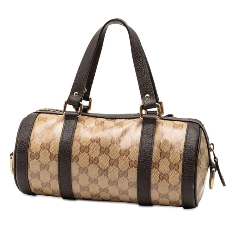 Gucci GG Crystal Duchessa Satchel Brown Canvas Good condition - Back View