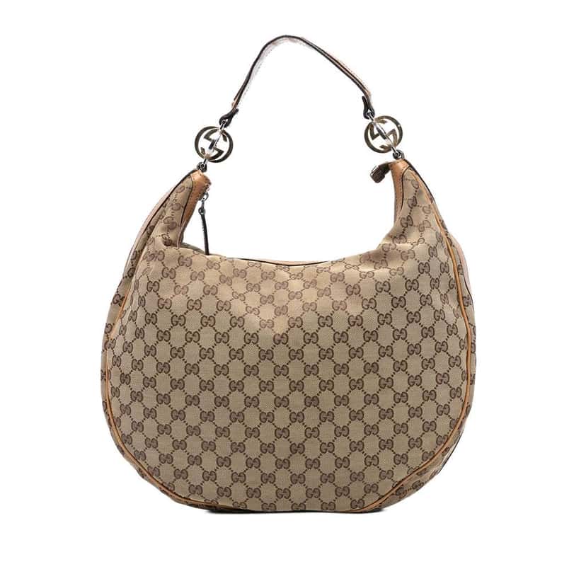 Gucci Large GG Canvas Twins Hobo Brown Canvas Good condition - Front View