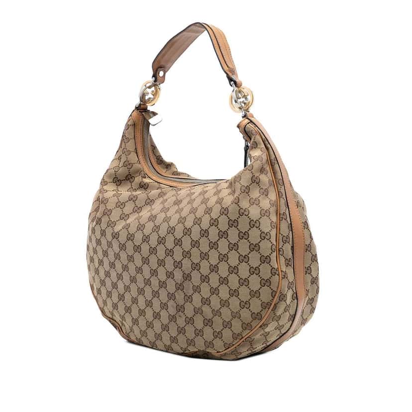 Gucci Large GG Canvas Twins Hobo Brown Canvas Good condition - Back View