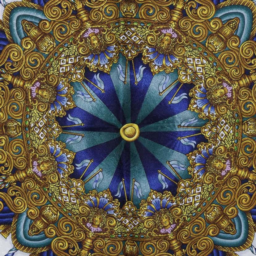 Hermès Luna Park Silk Scarf 90 Green Silk Good condition - Back View