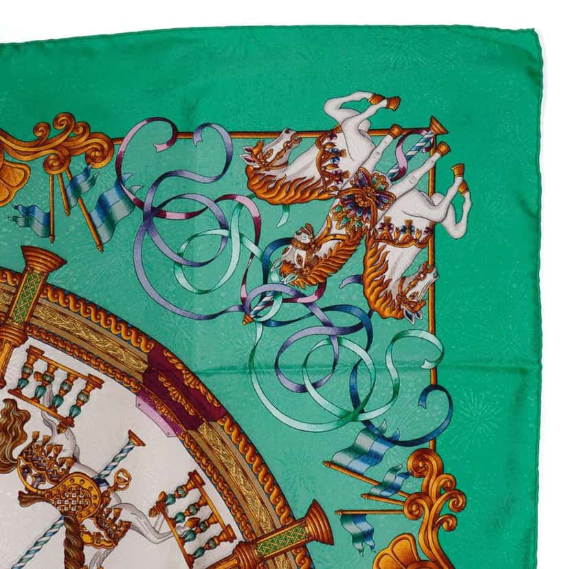 Hermès Luna Park Silk Scarf 90 Green Silk Good condition - Box View